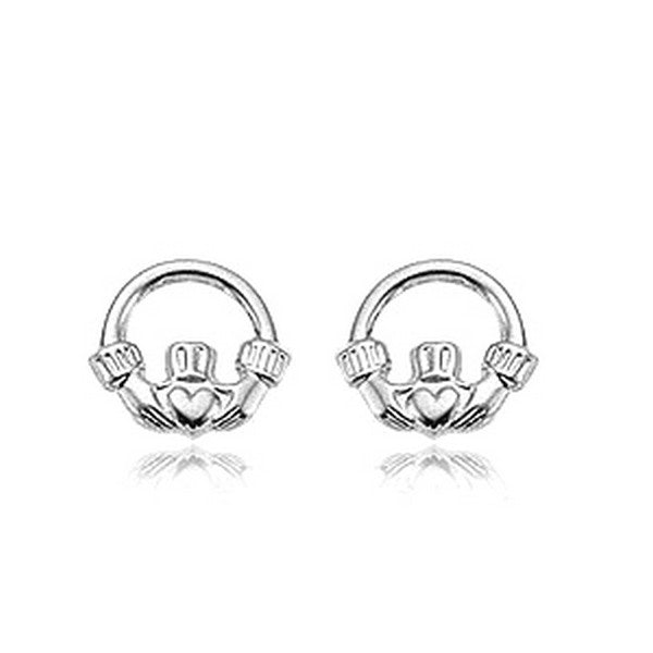 White Gold Claddagh Stud Earrings