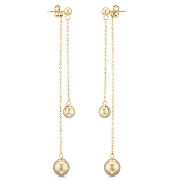 Yellow Gold Bead Drop Earrings