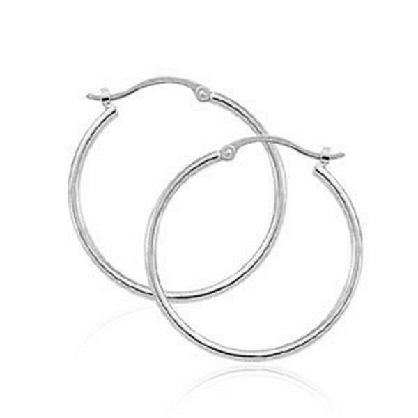 14 Karat White Gold Medium Hoop Earrings