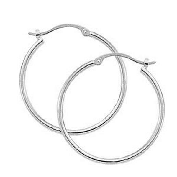 White Gold Medium Hoop Earrings