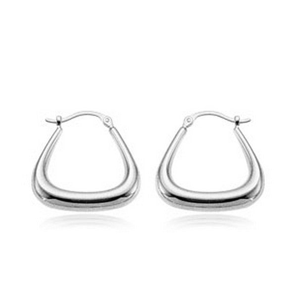White Gold Triangle Hoop Earrings