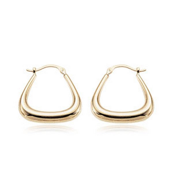 Yellow Gold Triangle Hoop Earrings