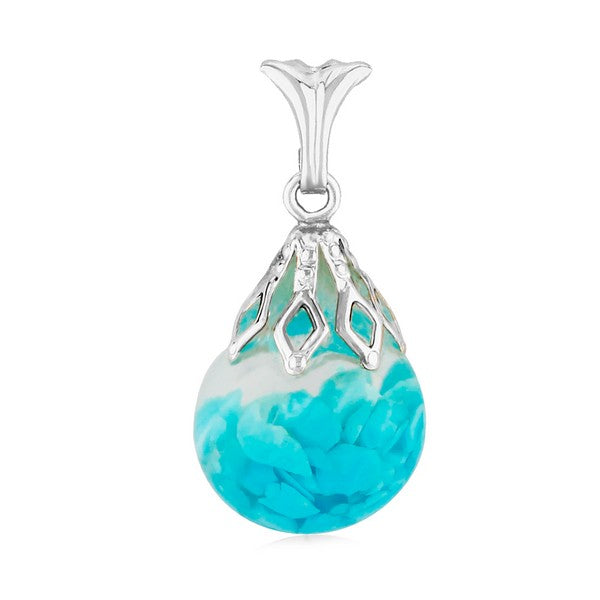 White Gold Turquoise Pendant