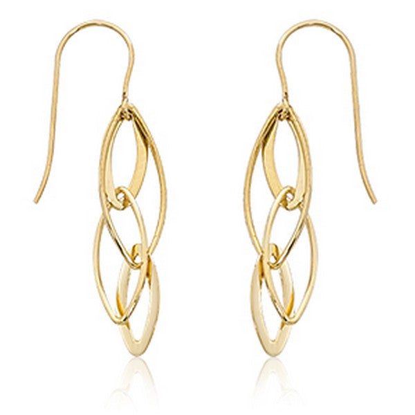 Yellow Gold Mini Interlocking Almond Drop Earrings