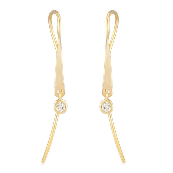 Yellow Gold Mini Ribbon Dangle Earrings