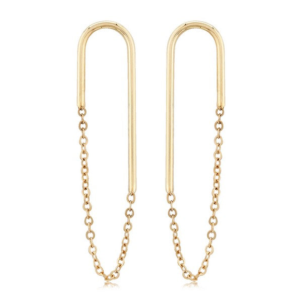 Yellow Gold Endless Oval with Chain Earrings