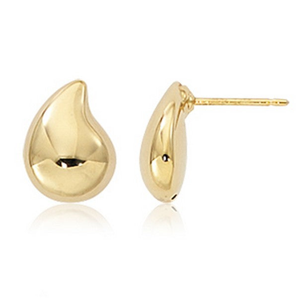 Yellow Gold Domed Teardrop Stud Earrings