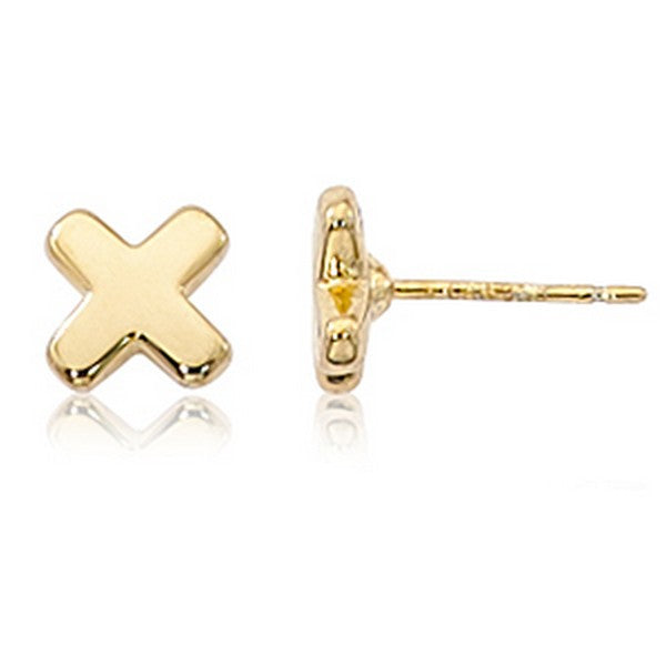 Yellow Gold X Shaped Stud Earrings