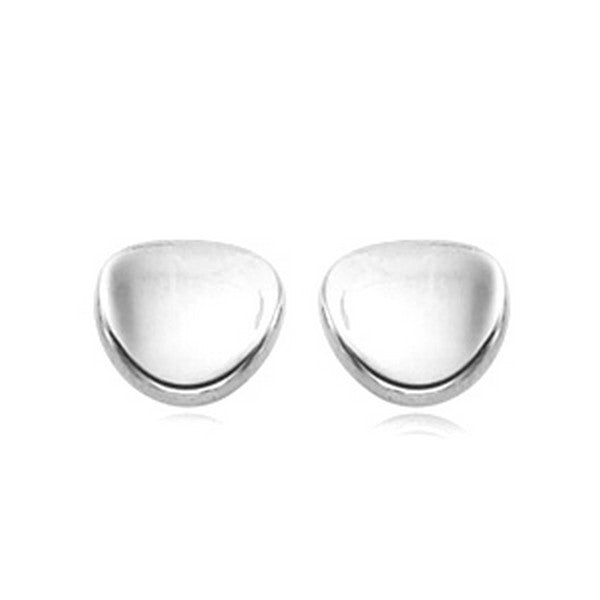 White Gold 10mm Dapped Disk Earrings