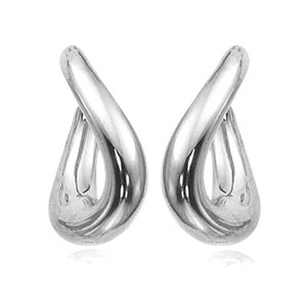 White Gold Medium Oval Twist Earrings