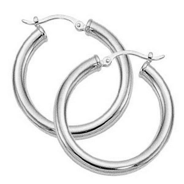 Sterling Silver Hollow Tube Hoop Earrings