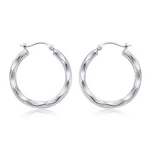 Sterling Silver Diamond-cut Hoops