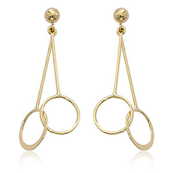 Yellow Gold Mini Wire Circle Drop Earrings