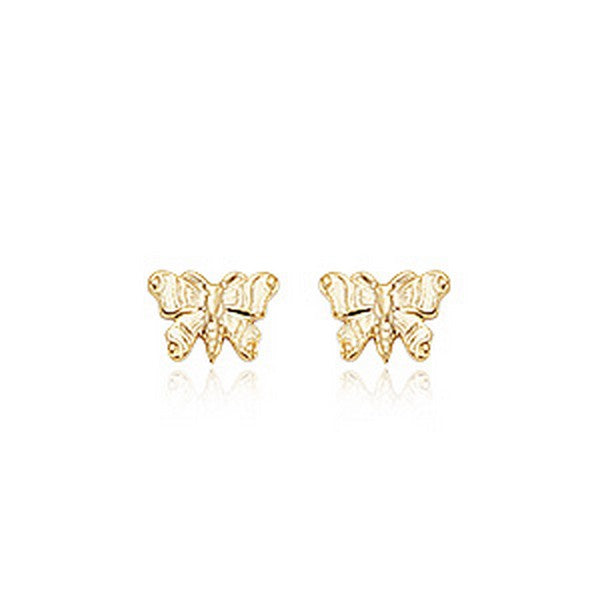 Yellow Gold Embossed Butterfly Earrings