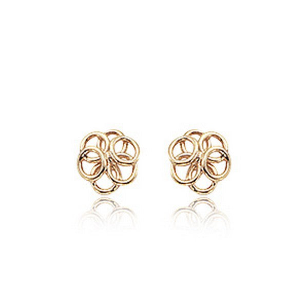Yellow Gold 6 Small Rings Cluster Earrings