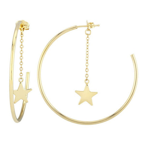 Hoop Earrings with a Dangling Star