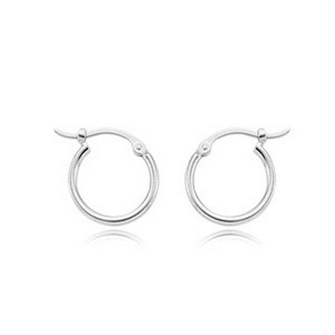 White Gold Hoop Earrings with Hinged Post