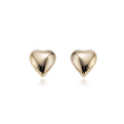 Yellow Gold puffed shell heart Earrings
