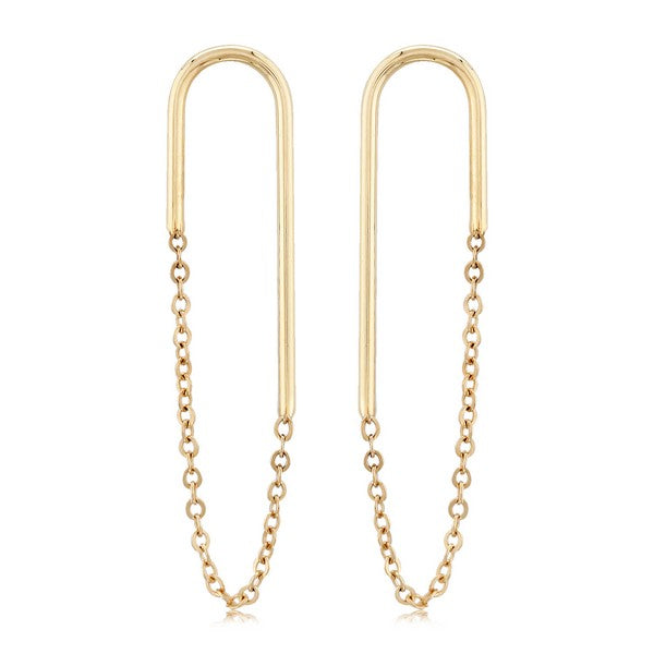 Yellow Gold Endless Oval with Chain Earrings