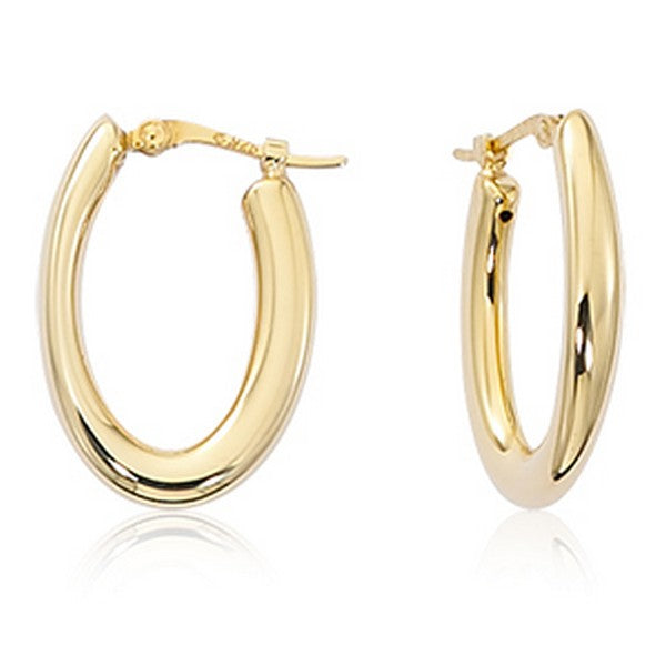 Yellow Gold oval Hoop Earrings